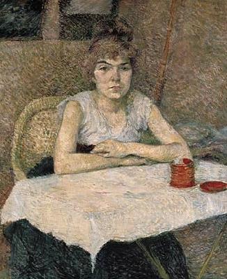Henri de toulouse-lautrec Young woman at a table oil painting image